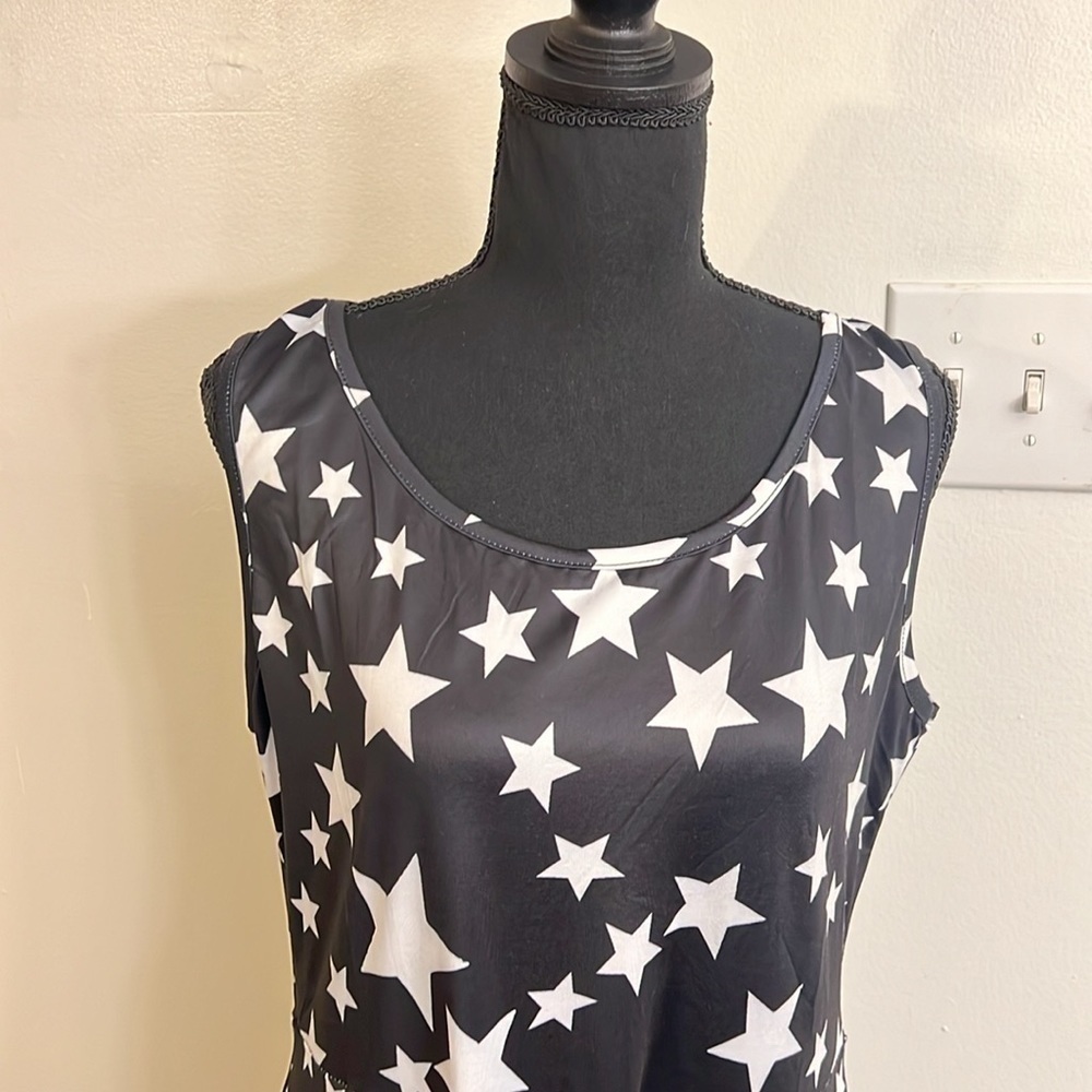 Stars Cotton Blend Dress by Unknown Name, Sz. L. - Picture 2 of 7